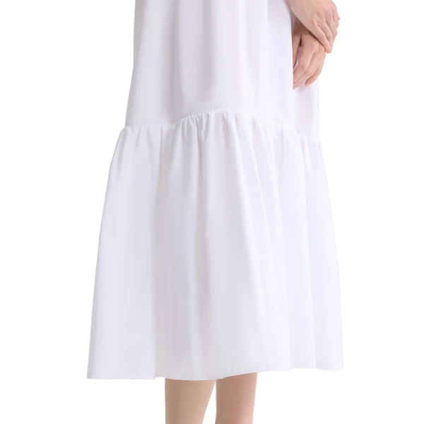 Organic cotton poplin volume midi dress in White - Image 4