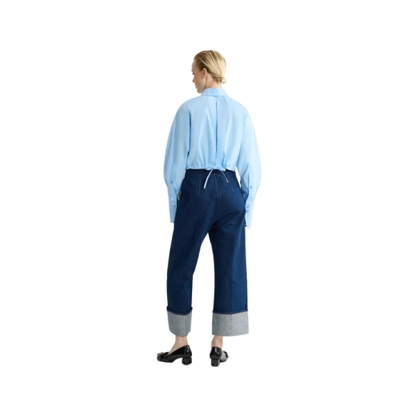 Organic cotton short safari shirt in Riviera Blue - Image 3