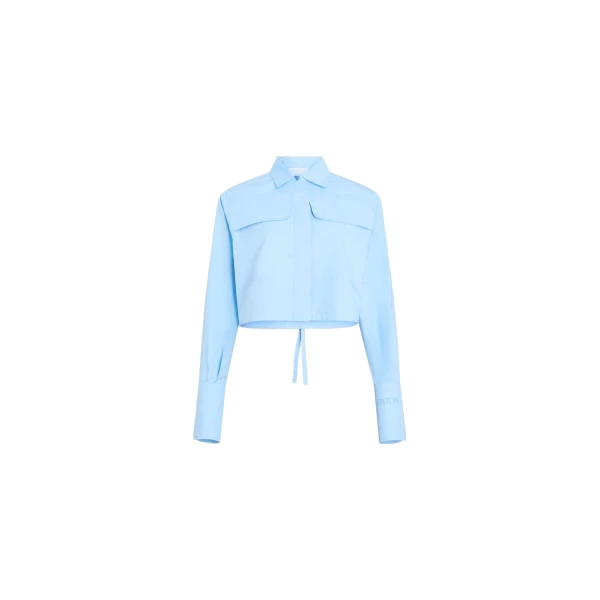 Patou Organic cotton short safari shirt in Riviera Blue