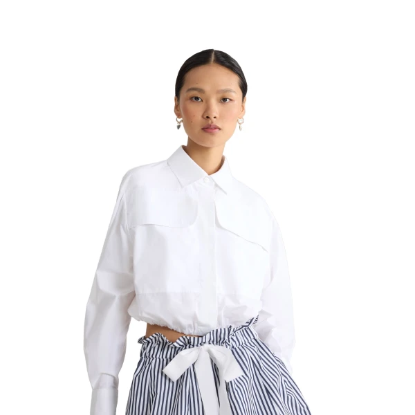 Organic cotton short safari shirt in White - Image 5