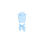 Patou Organic cotton sleeveless draped top in Riviera Blue