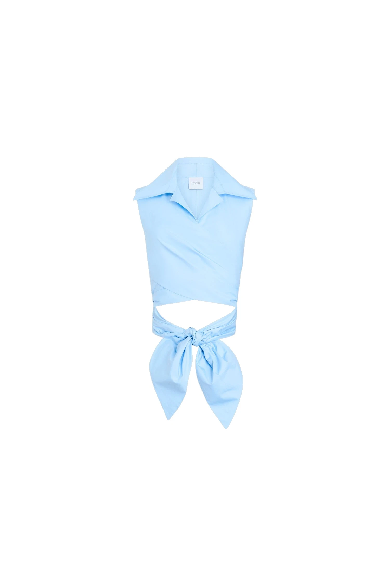 Patou Organic cotton sleeveless draped top in Riviera Blue | Tops | Coveti Patou Organic cotton sleeveless draped top in Riviera Blue