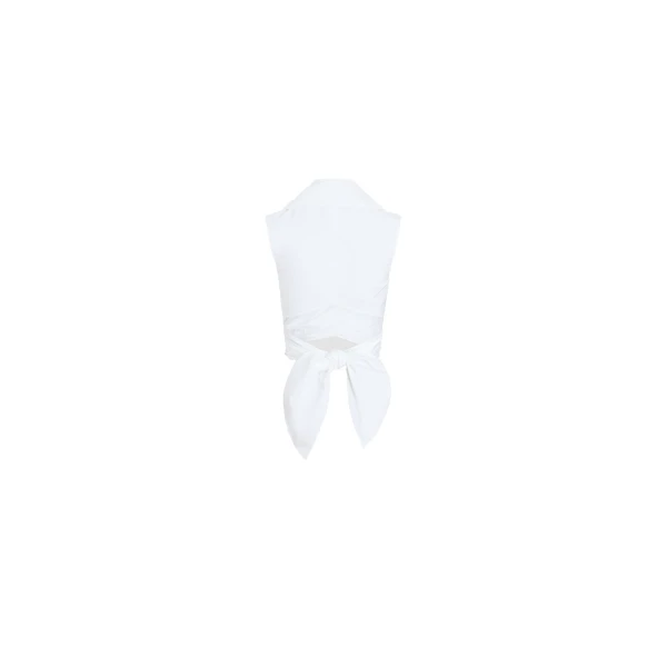 Organic cotton sleeveless draped top in White - Image 2
