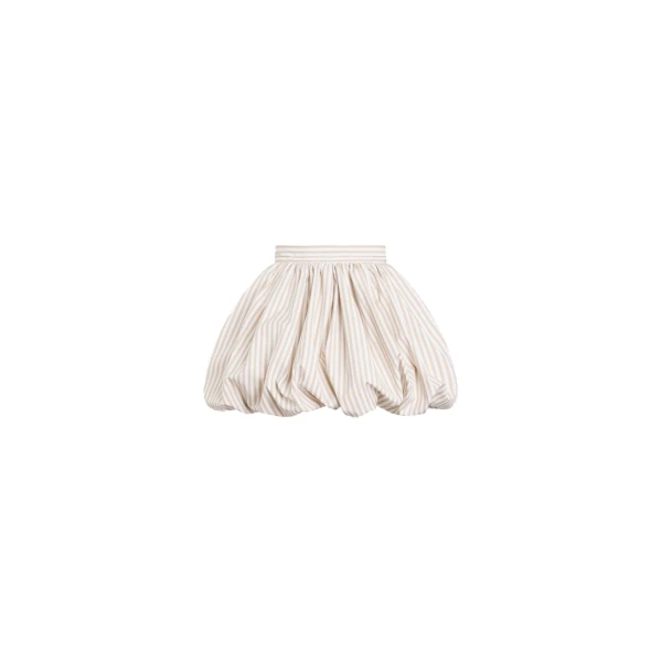 Patou Organic cotton striped mini bloomer skirt in Dolce Coffee Stripes