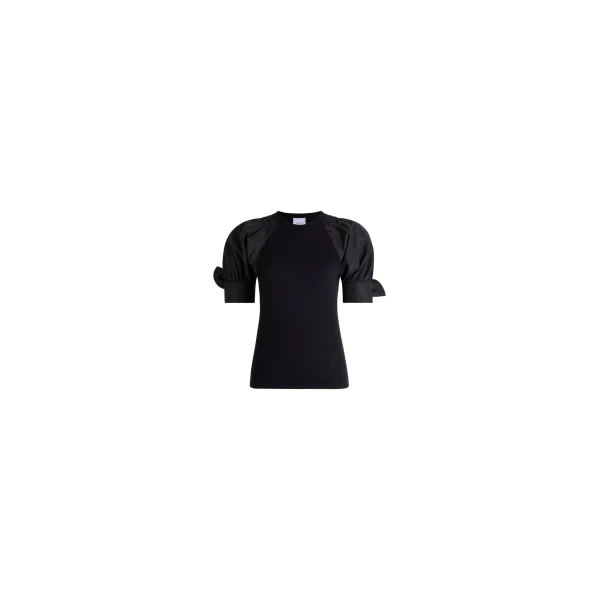 Patou Organic cotton tie-sleeve T-shirt in Black