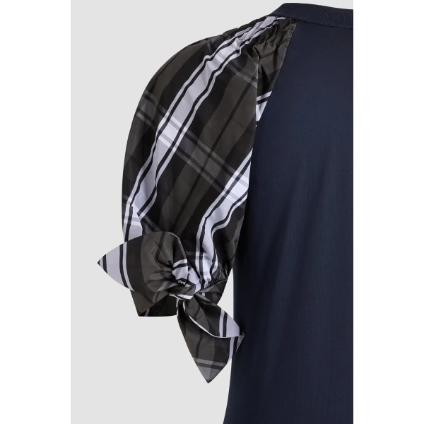 Organic cotton tie-sleeve T-shirt in Midnight Blue - Image 2
