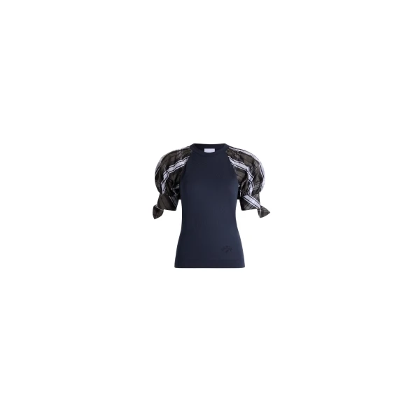 Patou Organic cotton tie-sleeve T-shirt in Midnight Blue