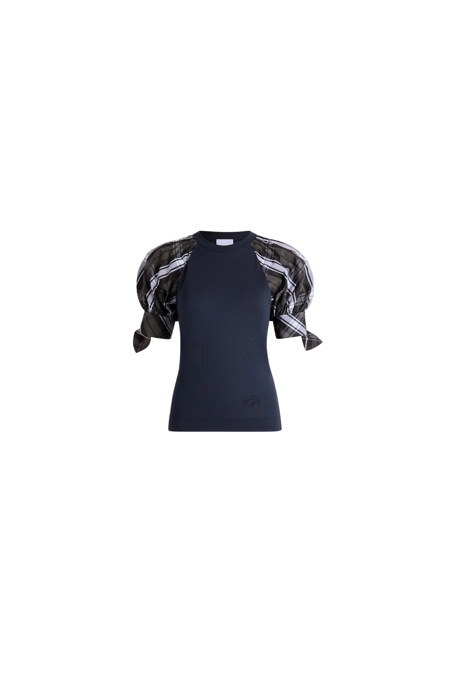 Patou Organic cotton tie-sleeve T-shirt in Midnight Blue | Tops | Coveti Patou Organic cotton tie-sleeve T-shirt in Midnight Blue