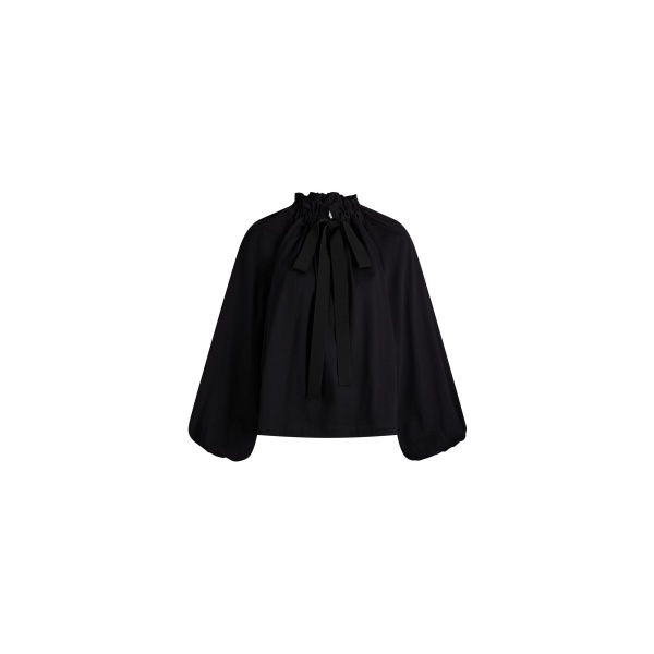 Patou Organic cotton volume long-sleeve top in Black
