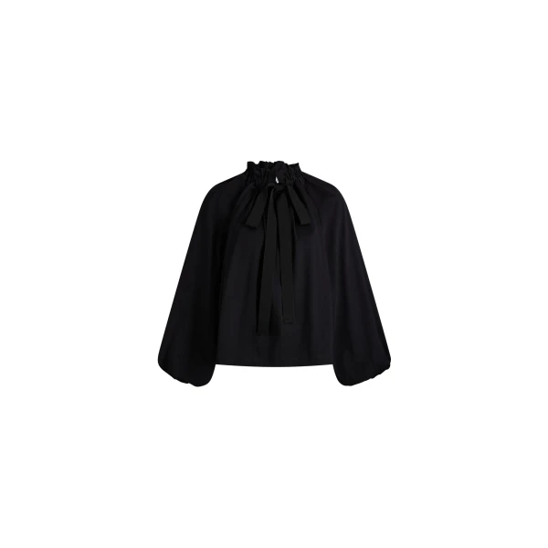 Patou Organic cotton volume long-sleeve top in Black