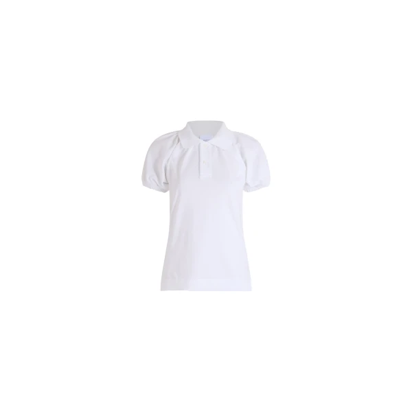 Organic cotton volume-sleeve polo in White