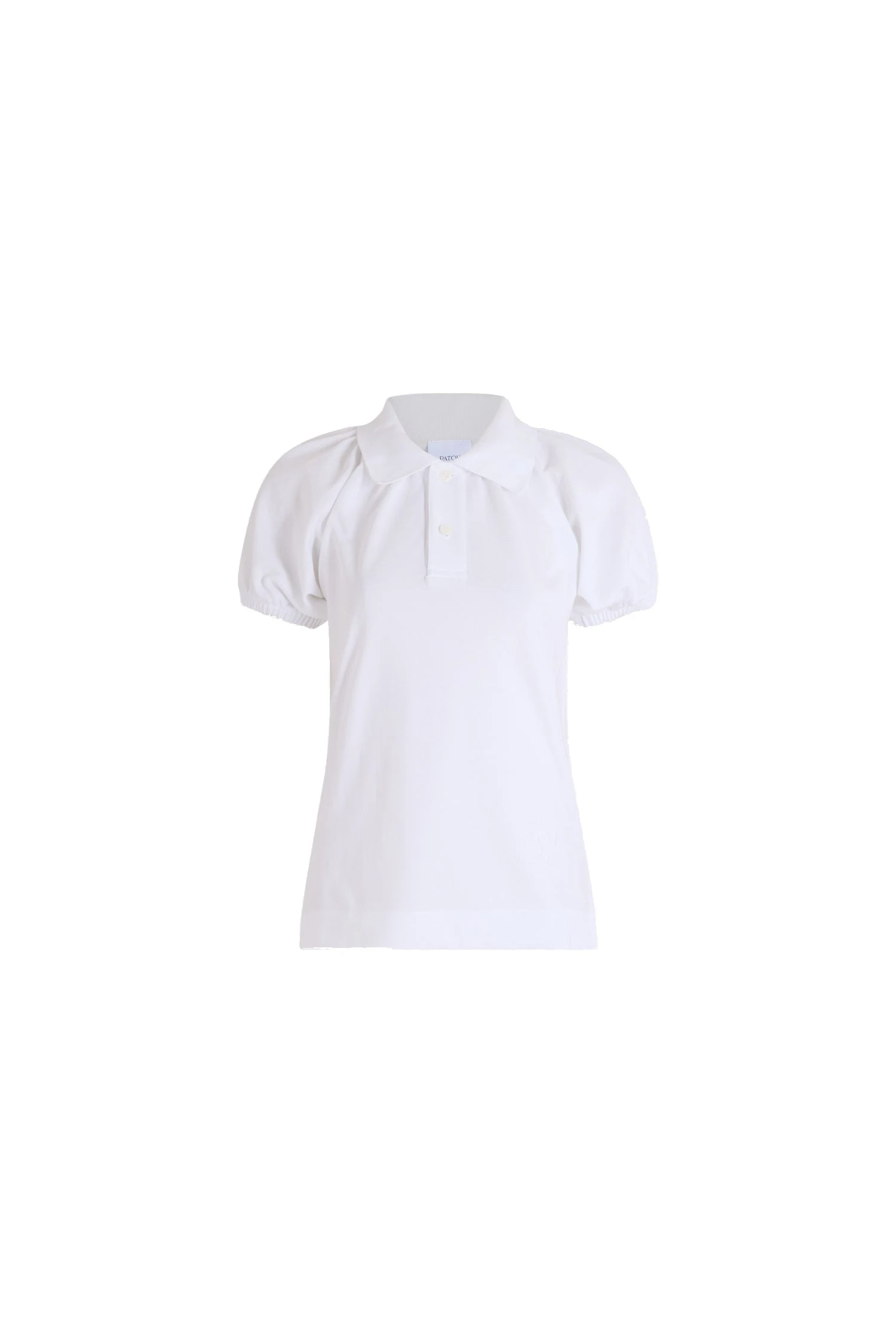 Patou Organic cotton volume-sleeve polo in White | Tops | Coveti Patou Organic cotton volume-sleeve polo in White