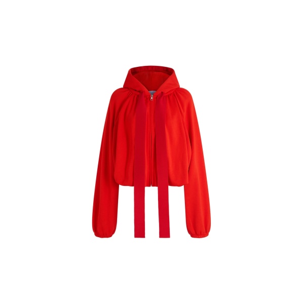 Patou Organic cotton volume zip-up hoodie in Berrywood Red