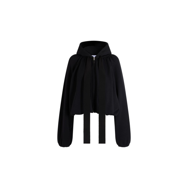 Patou Organic cotton volume zip-up hoodie in Black