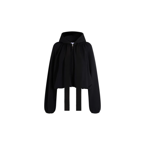 Patou Organic cotton volume zip-up hoodie in Black