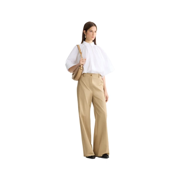 Organic cotton voluminous short-sleeved blouse in White - Image 2