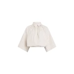 Patou Organic cotton voluminous short-sleeved striped blouse in Dolce Coffee Stripes