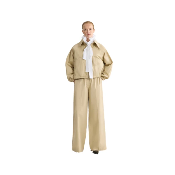 Organic cotton zippered jacket in Safari Sand - Image 2