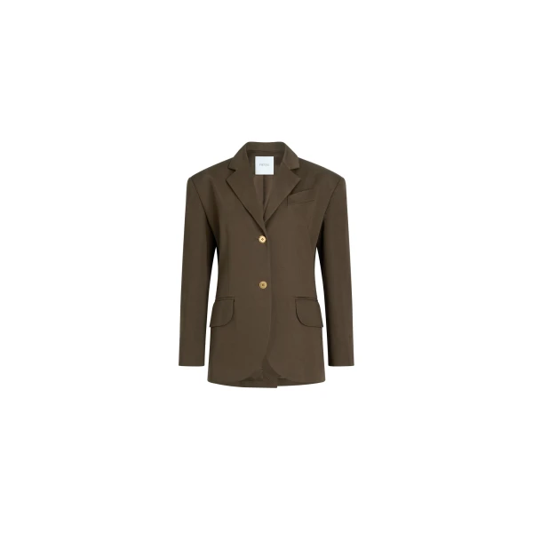 Patou Oversized belted jacket in Java Brown organic cotton gabardine