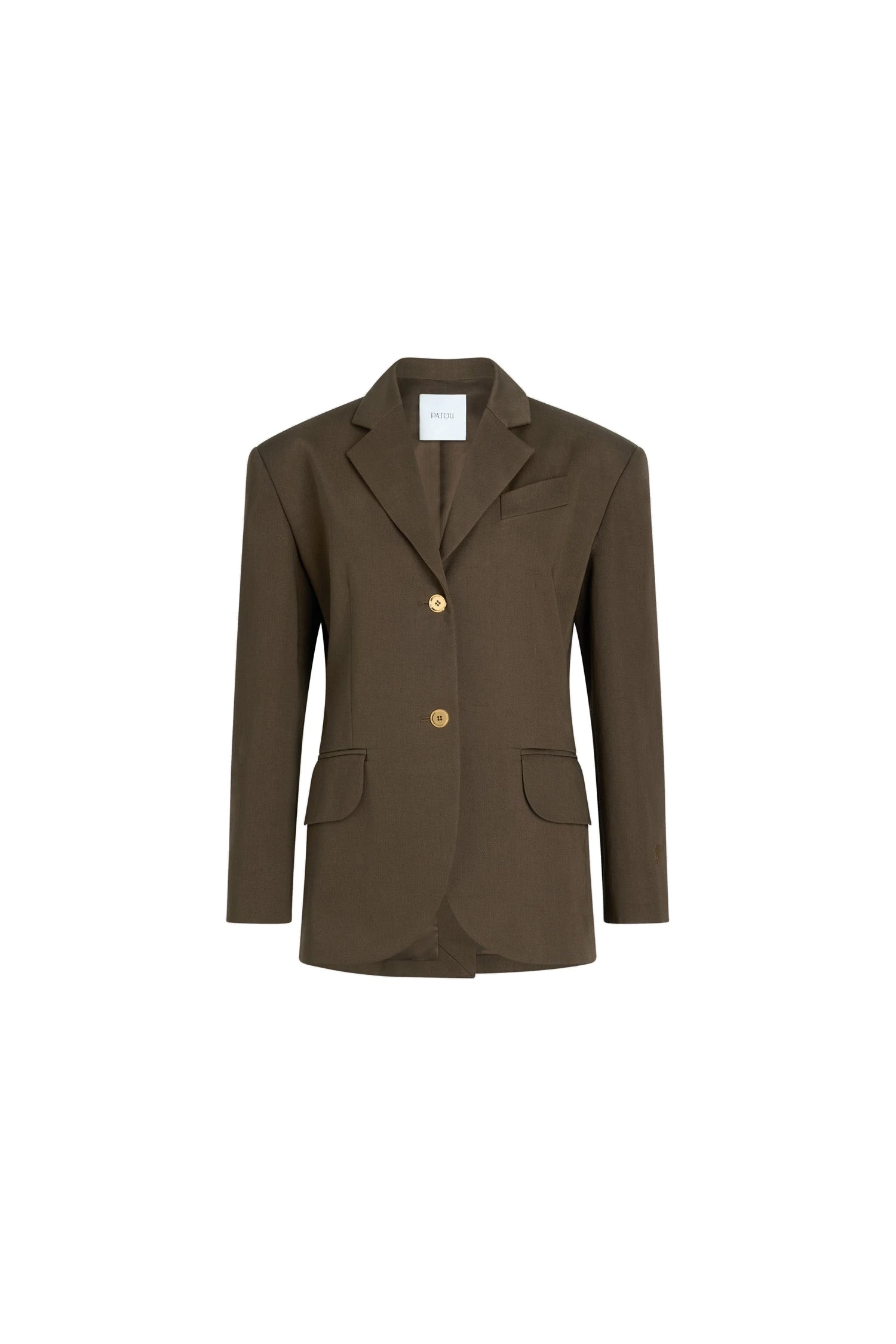 Patou Oversized belted jacket in organic cotton gabardine | Coveti Patou Oversized belted jacket in Java Brown organic cotton gabardine