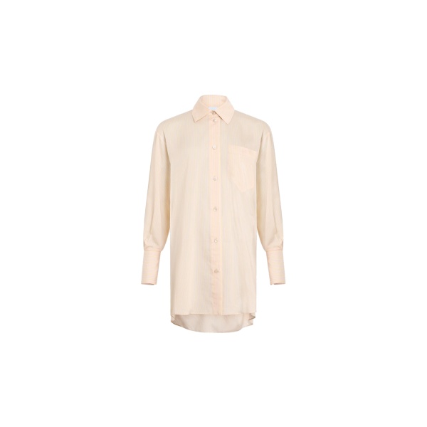 Patou Oversized blended silk beach shirt in Shell Beach Stripes