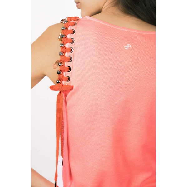 Patou Upcycling tank top in Coral organic cotton - Image 3