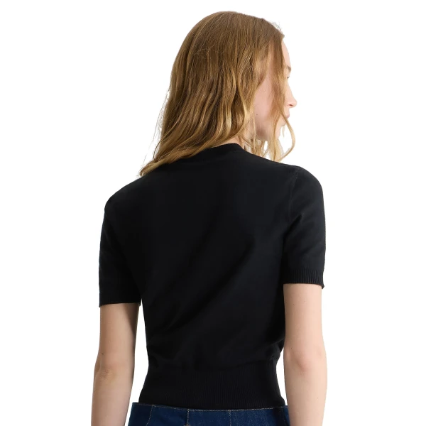 Patou jacquard knit top in Black eco-friendly cotton blend - Image 4