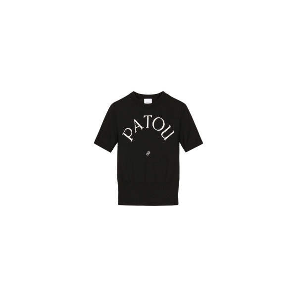 Patou Patou jacquard knit top in Black eco-friendly cotton blend