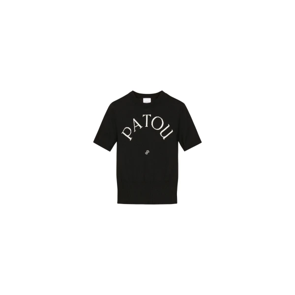 Patou Patou jacquard knit top in Black eco-friendly cotton blend