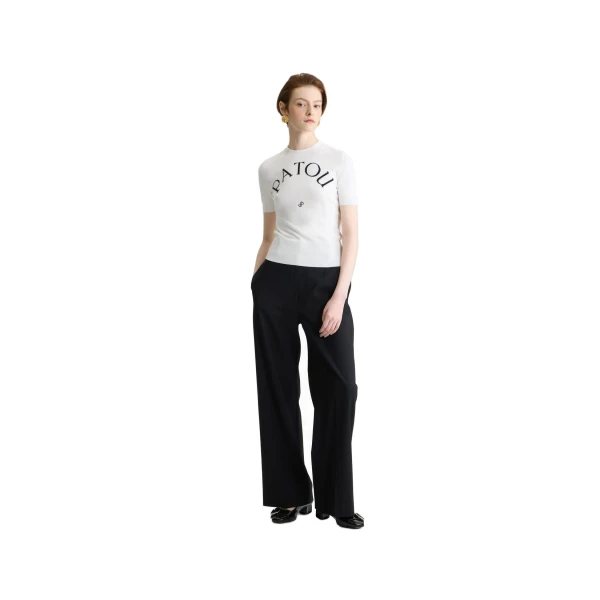Patou jacquard knit top in White eco-friendly cotton blend - Image 2