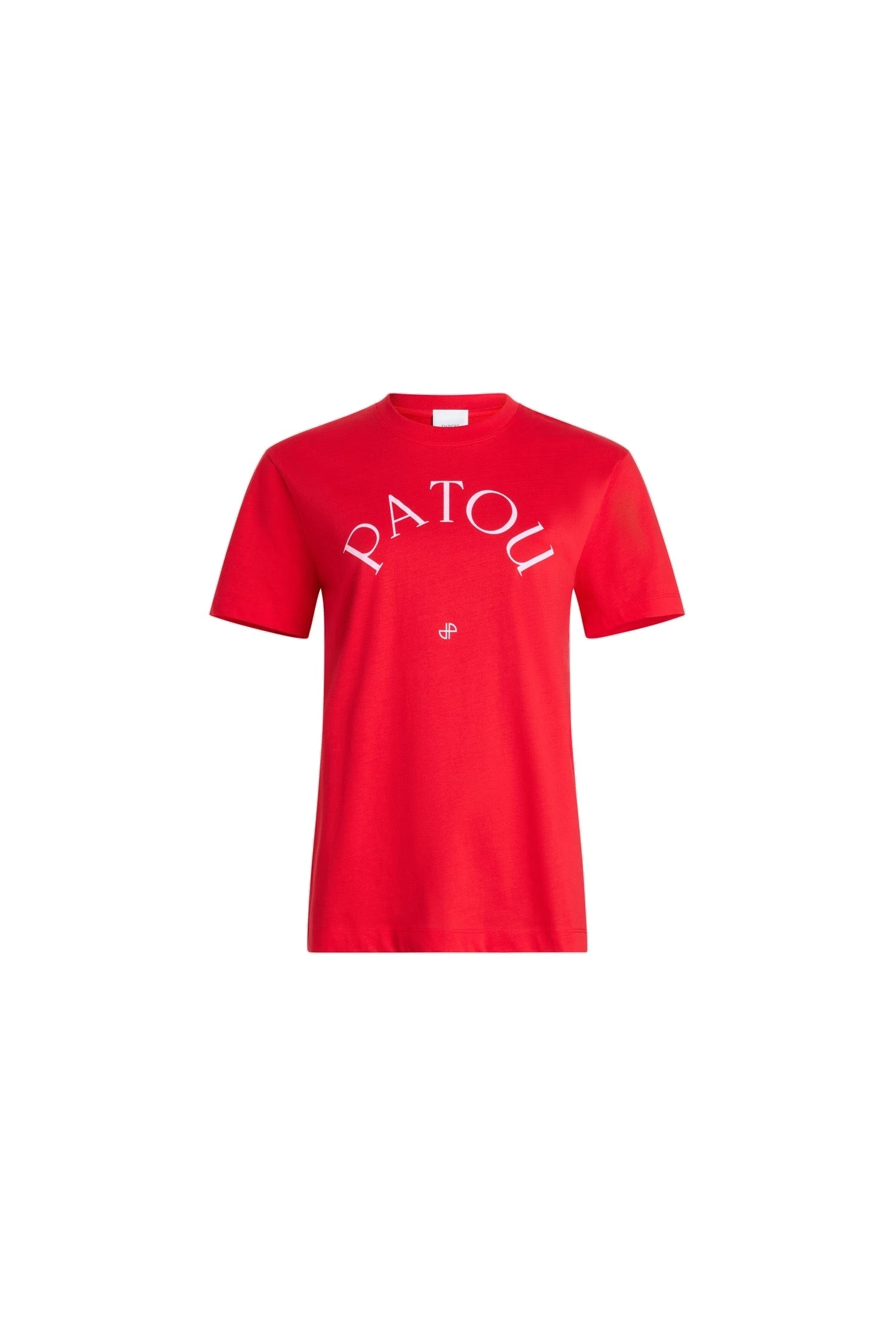 Patou Patou logo and JP monogram t-shirt in Madder Red organic cotton | Tops | Coveti Patou Patou logo and JP monogram t-shirt in Madder Red organic cotton