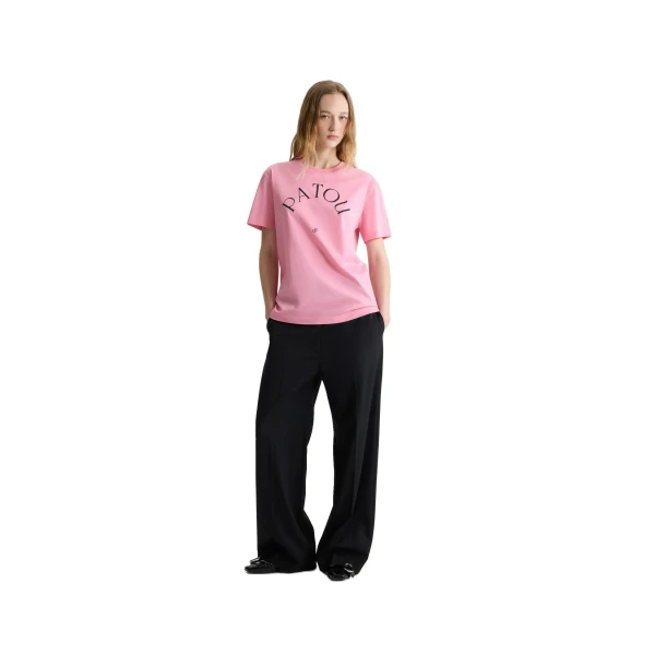 Patou logo and JP monogram t-shirt in Pink Pearl organic cotton - Image 2