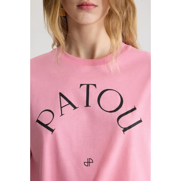 Patou logo and JP monogram t-shirt in Pink Pearl organic cotton - Image 4