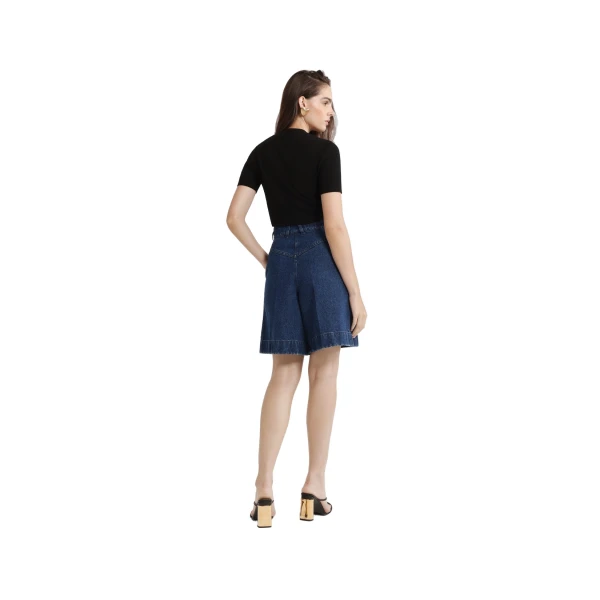 Patou logo jacquard cropped knit top in Black Merino wool blend - Image 3