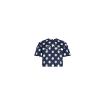 Patou Patou logo split back t-shirt in Navy Polka Dots printed organic cotton
