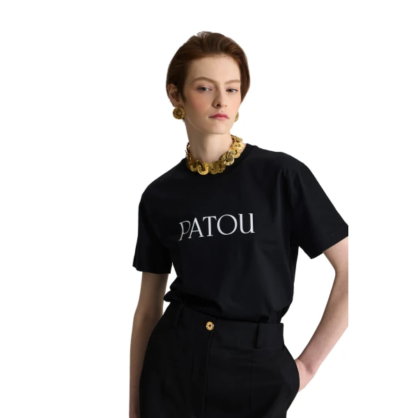 Patou logo t-shirt in Black organic cotton - Image 4