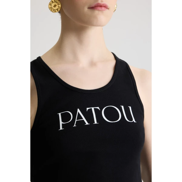 Patou tank top in Black organic cotton - Image 4
