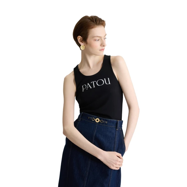 Patou tank top in Black organic cotton - Image 5