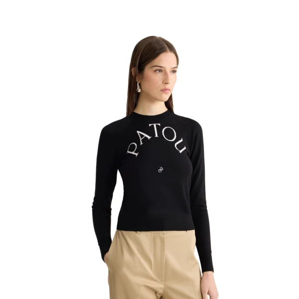 Patou wool blend jumper in Black - Image 5