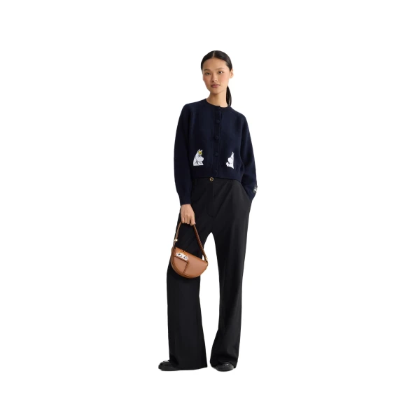 Patou x Moomin Snorkmaiden wool blend cardigan in Moomin Navy - Image 2