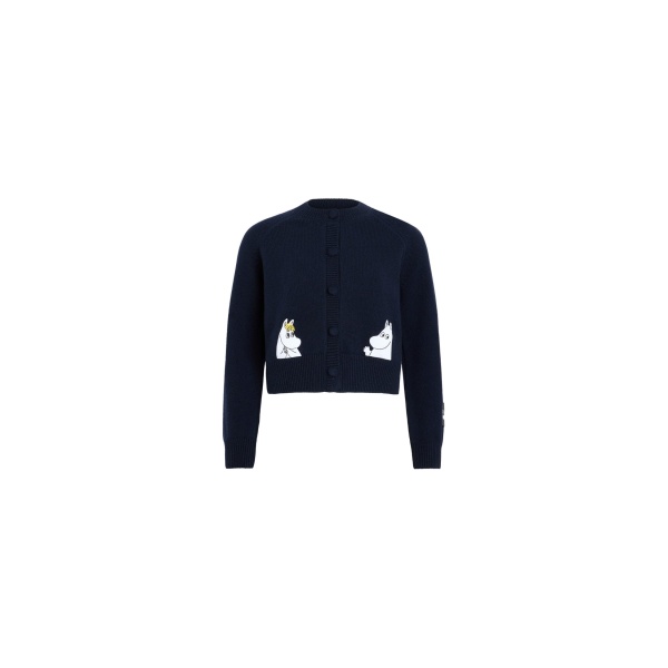 Patou Patou x Moomin Snorkmaiden wool blend cardigan in Moomin Navy