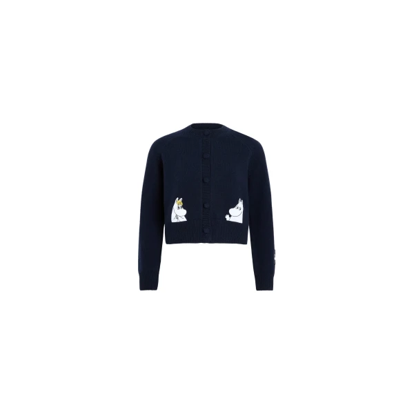 Patou x Moomin Snorkmaiden wool blend cardigan in Moomin Navy