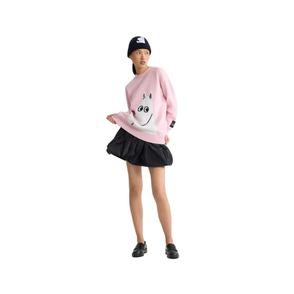 Patou x Moomin crewneck wool blend jumper in Moomin Light Pink - Image 2