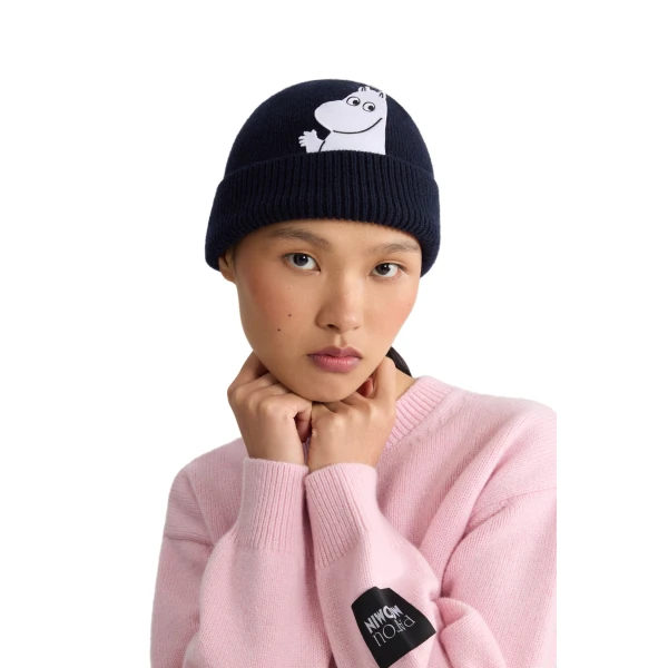 Patou x Moomin wool blend beanie in Moomin Navy - Image 2