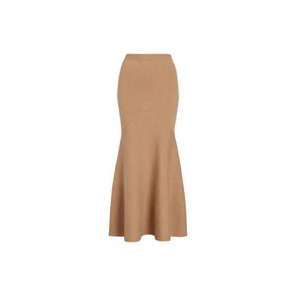 Peplum skirt in Biscuit sustainable wool and cashmere blend