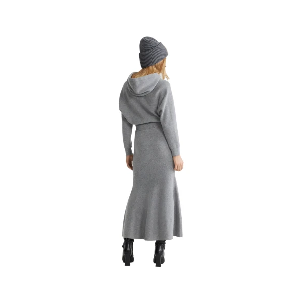 Peplum skirt in Grey sustainable wool and cashmere blend - Image 3