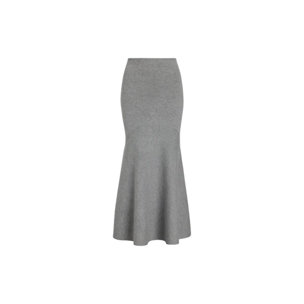 Peplum skirt in Grey sustainable wool and cashmere blend