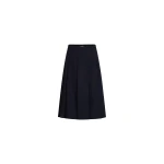 Patou Pleated midi skirt in Navy Black sustainable technical wool twill