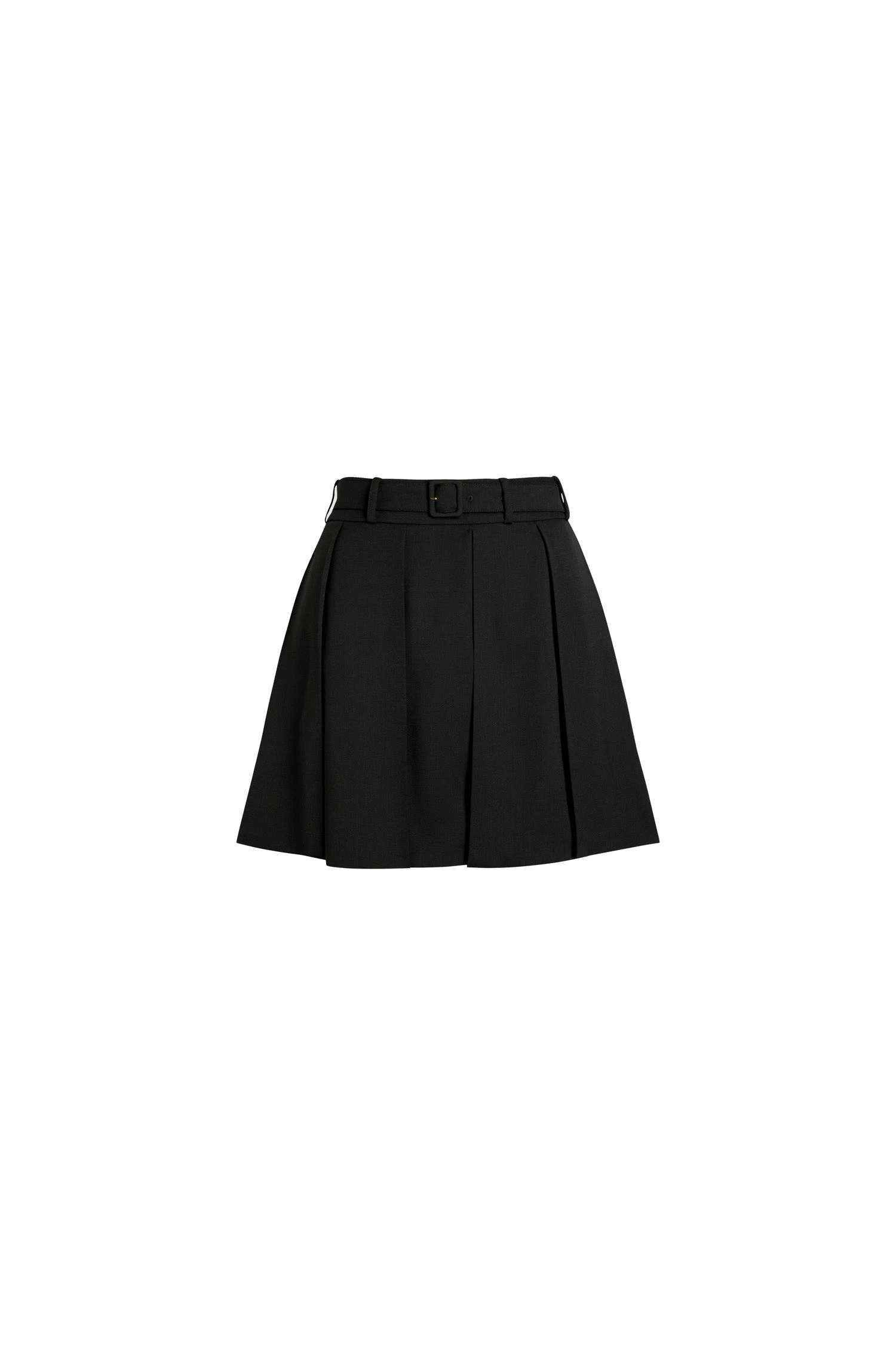Patou Pleated mini skirt in technical wool twill | Coveti Patou Pleated mini skirt in Black technical wool twill