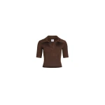 Patou Polo knit top in Tobacco technical crepe